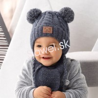 Detské čiapky - zimné - chlapčenské so šálom - model - 2/804